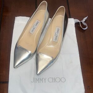 Jimmy Choo Silver Allure Kitten Heels